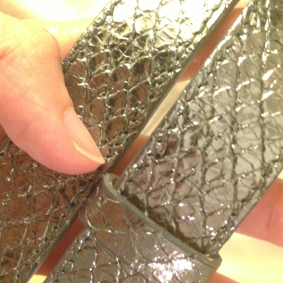 Pewter leather belt with rectangular buckle - Picture 4 of 4