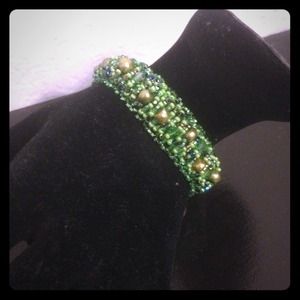 Handmade Beaded Green Bracelet