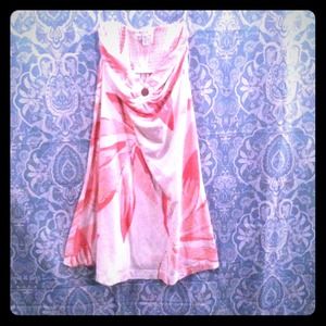 ✅ Price cut! ✅ Floral Pink & White Strapless Dress