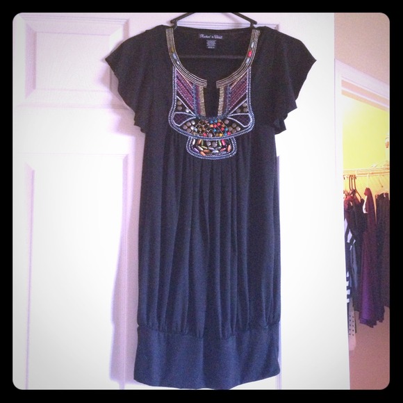 Black, tribal beaded dress