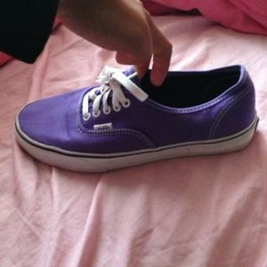 Purple vans with black line and white bottom