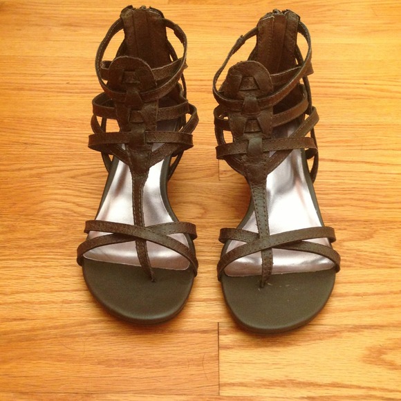 Gray gladiator sandals