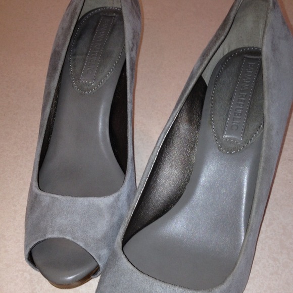 Banana Republic Shoes - Grey Suede Peep Toe Pumps Banana Republic Shoes - Grey Suede Peep Toe Pumps