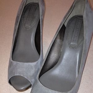 Grey Suede Peep Toe Pumps Grey Suede Peep Toe Pumps