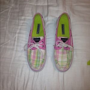 Pink and green sperrys!