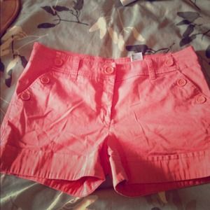Coral shorts w cute button detail