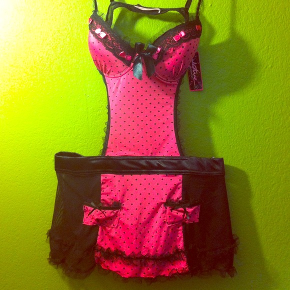 💋SOLD💋 Native Intimates Pink and Black Teddy