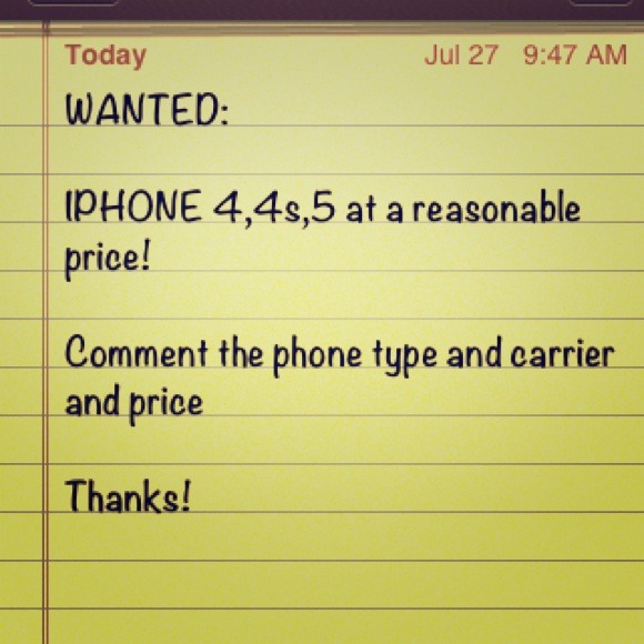 Wanted iphone 4,4s, or 5