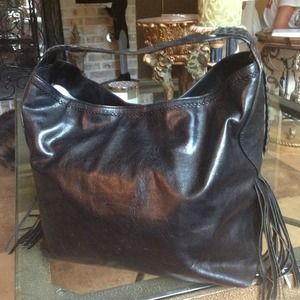 COLE HAAN FRINGE BLACK LEATHER BAG, Traded!!