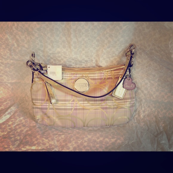 NWT Gold, Silver & Lavender Coach Purse. REDUCED!