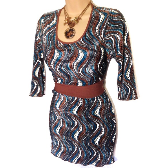 🚫Sold🚫#101 Adorable Dress/Top Turquoise & Brown