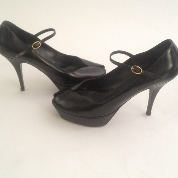 luxury-women-saint-laurent-  YSL Platform Peep Toes Leather Sz 39
