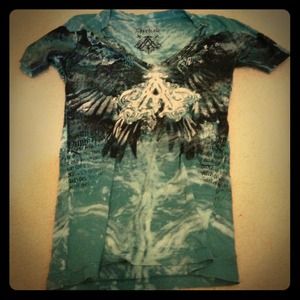 Turquoise and black fitted tee