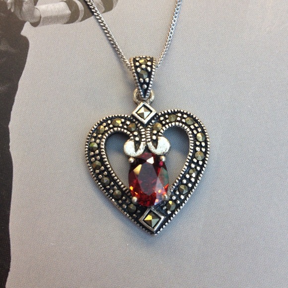 SOLD IN BUNDLE Sterling Silver Marcasite Necklace - Picture 2 of 3