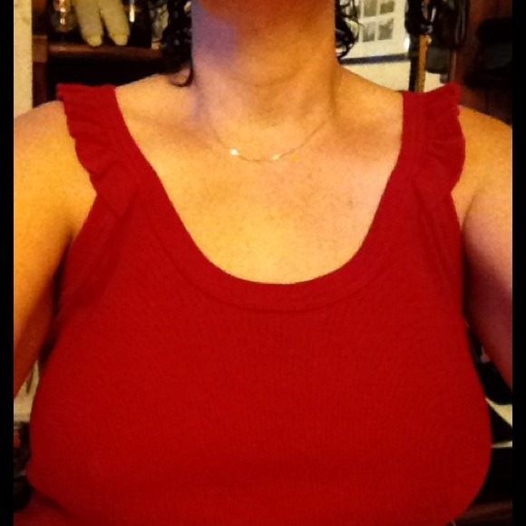 Cotton, Sleeveless Top W/Ruffle At Shoulder