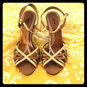 Metallic Strappy Wedges