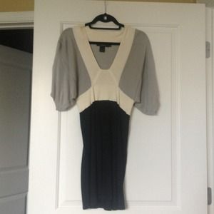 Black and white color blocked dress
