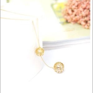 Classic Gold Double Ball Hanging Necklace