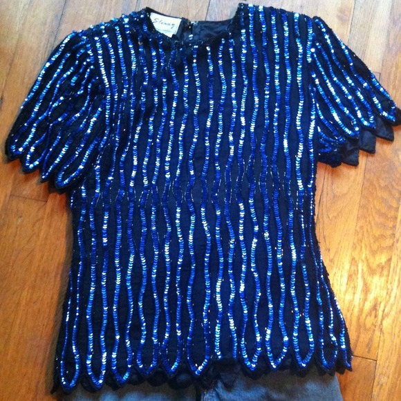 🌀VINTAGE🌀 stunning sequin beaded top unique - Picture 2 of 4