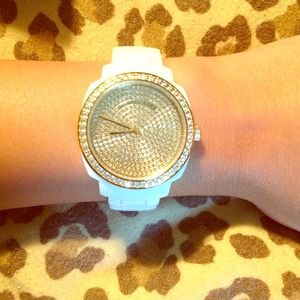 Michael Kors watch! White w/ gold face & crystals.
