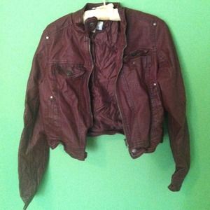 Red leather jacket zip up