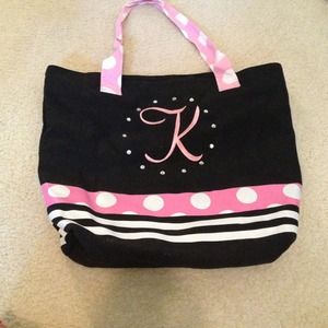 Handbag pink and white polka dots