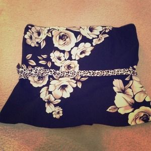 Black tube top with cream flowers