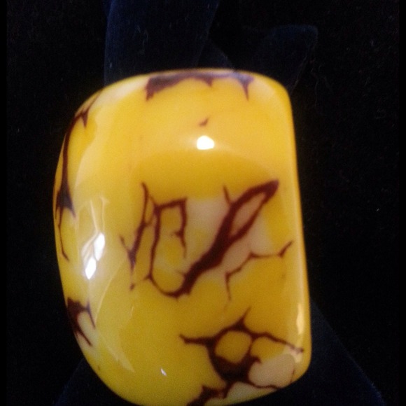 Tagua yellow and brown ring.