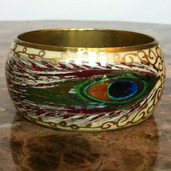 ❤SOLD❤Peacock Gold Brass Bangle Bracelet