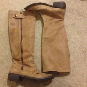 Mia leather knee high boots light brown