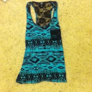 Blue tribal and lace tank :)