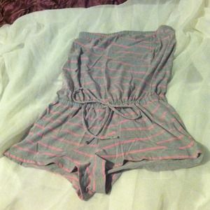 gray & pink romper