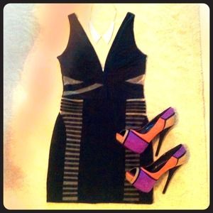 Little Black Dress with Mesh Cutouts