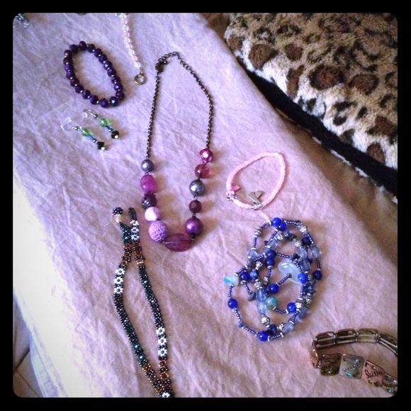 Lots of vibrant beaded pieces