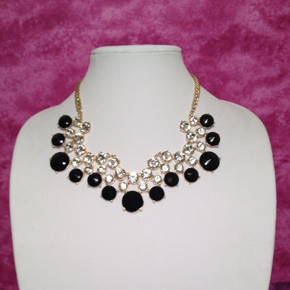 Black and rhinestone statement necklace.