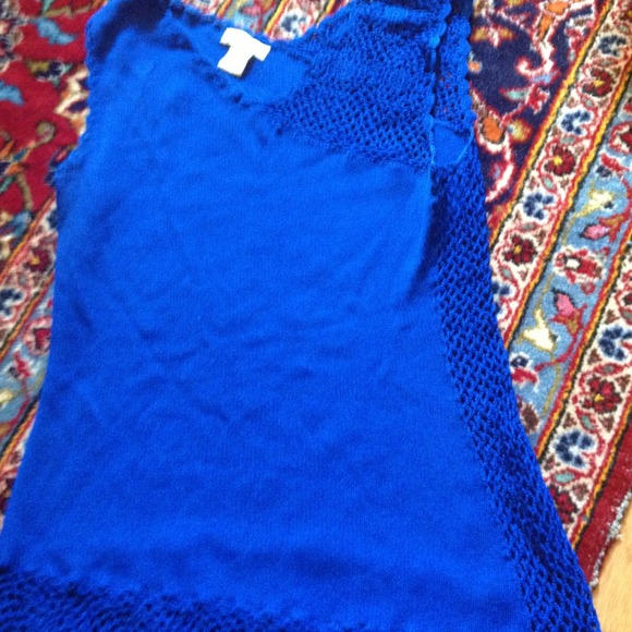 Cache royal blue crocheted top
