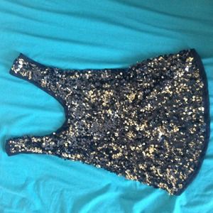⚡Gold sequin n sheer shirt⚡