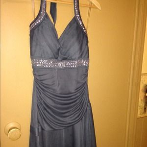 Grey halter dress one side dress hangs longer
