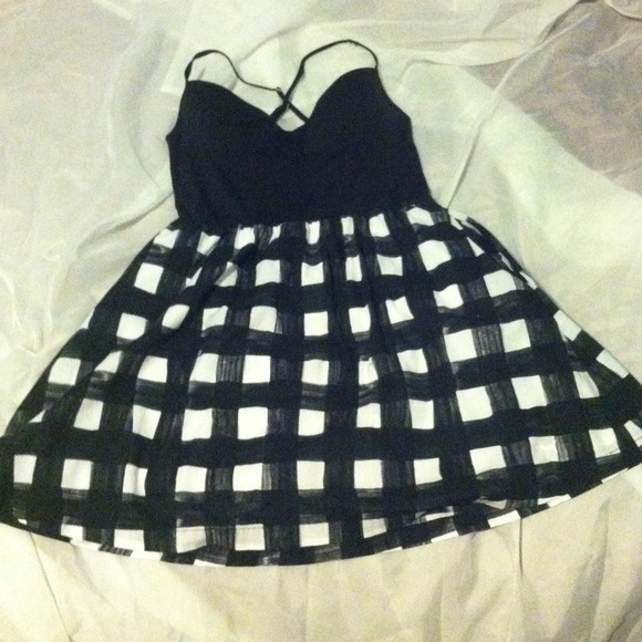 black & white checkered dress