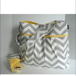 Yellow Gray Chevron diaper bag!