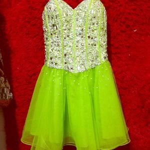 Lime Green jeweled Dress.