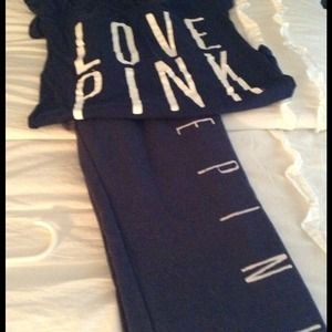 Pink sweats and shirt