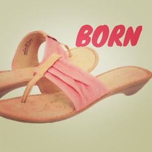 Born Pink Leather Pacifica Flip Flop Sandal, sz 8