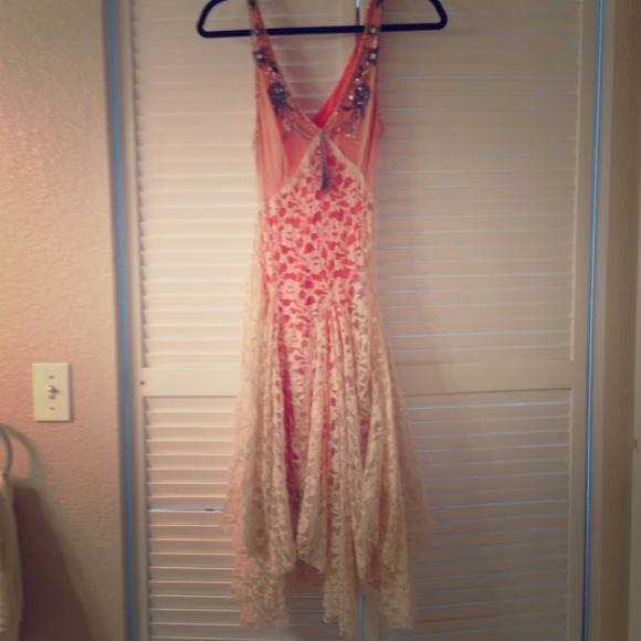 Free people beautiful peach lace dress