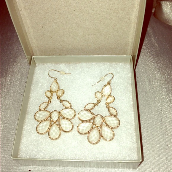 White chandelier earrings