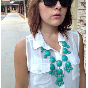 One LARGE bib bubble TURQUOISE necklace