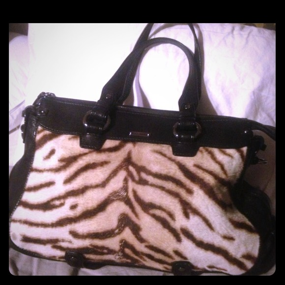 Auth Celine LIRINE tiger animal print tote purse