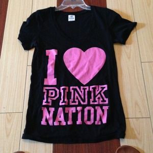 Black I 💗 Pink Nation V Neck