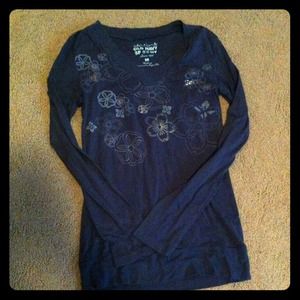 Dark gray long sleeve with silver flower details