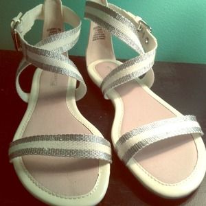 white & silver gladiator style sandal